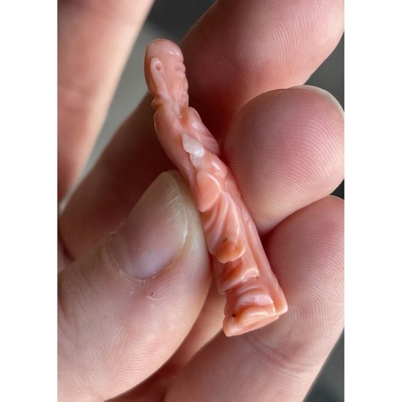 1 9/16" RARE Antique Chinese Hand Carved Coral God Shou Lao Immortal Asian Art - Picture 4 of 12